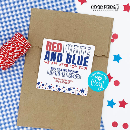 Editable - Red White and Blue Referral Gift Tags - Business Marketing - Printable Digital File