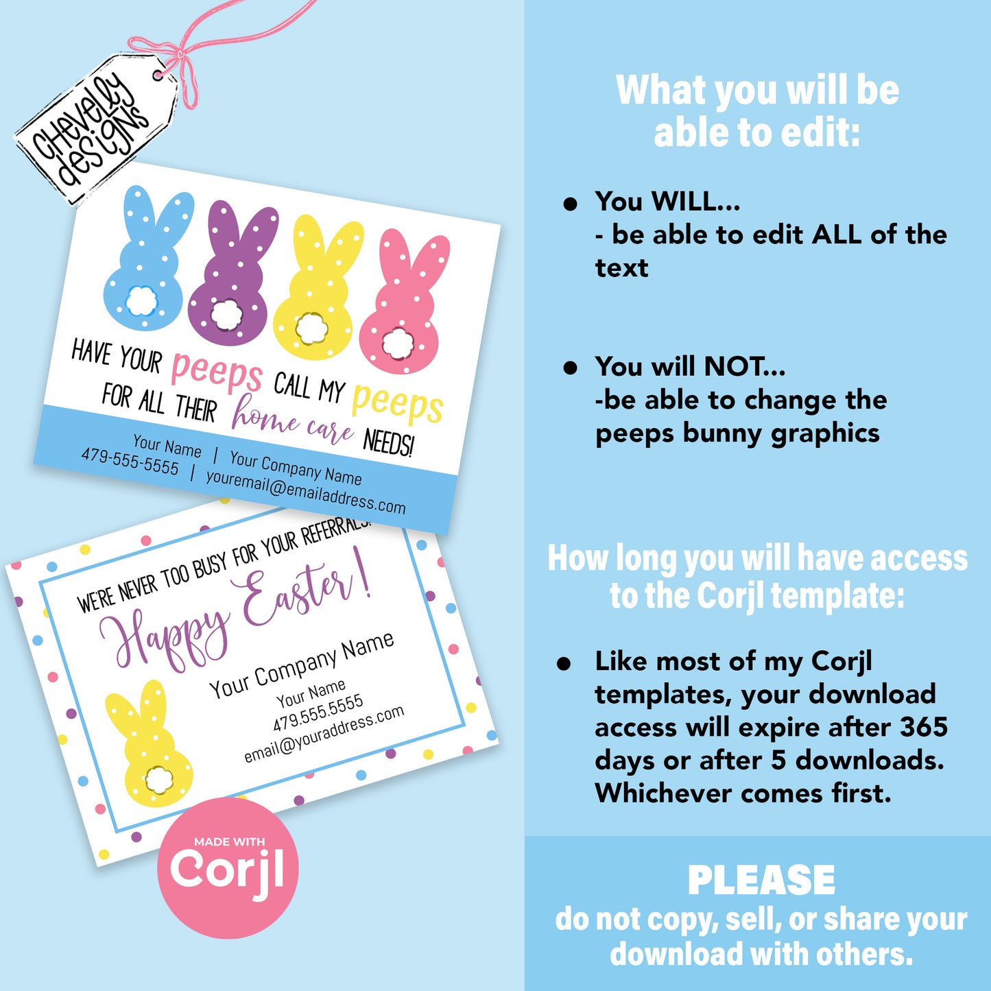 Editable - Call My Peeps for Home Care Needs - Easter Referral Gift Tags - Printable Digital File