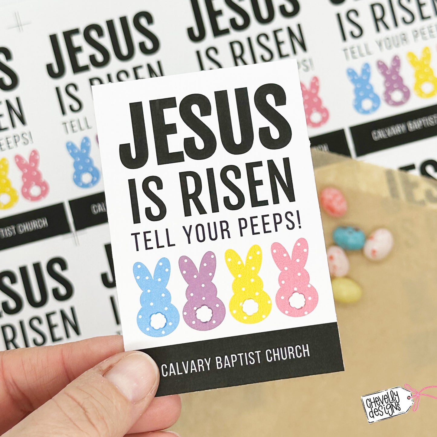 Editable - Jesus is Risen Tell Your Peeps - Easter Gift Tags - Printable Digital File