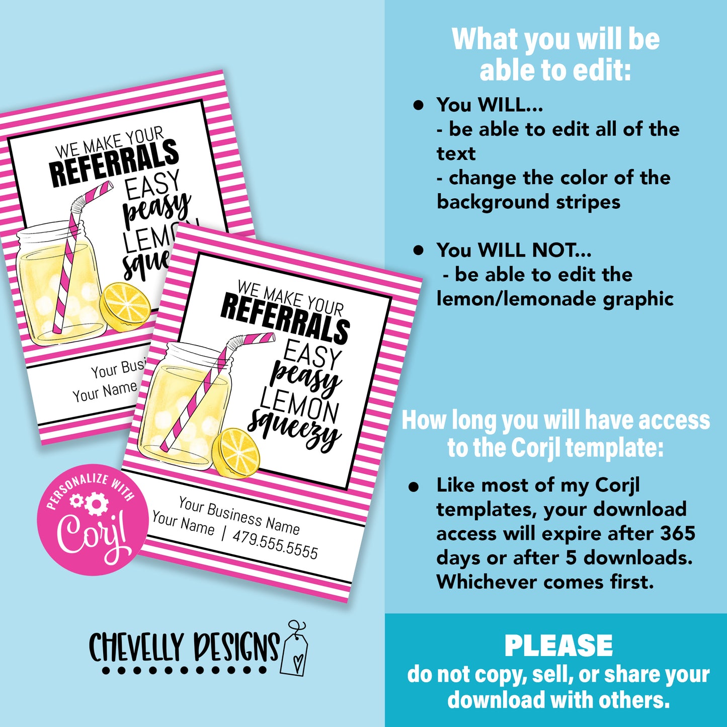 EDITABLE - We Make Your Referrals Easy Peasy Lemon Squeeze - Printable Business Marketing Tags