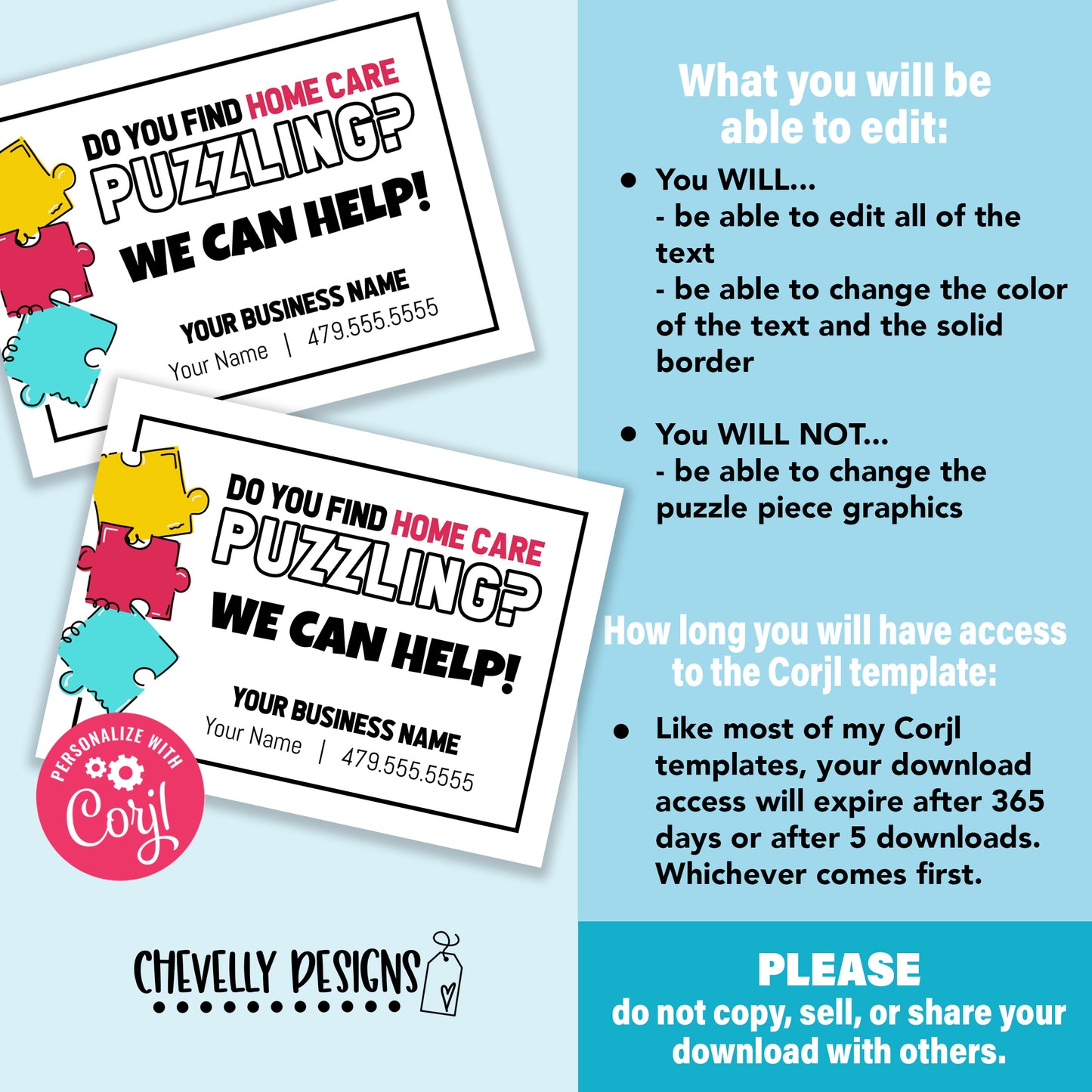 EDITABLE - Do You Find Home Care Puzzling - Printable Business Marketing Tags