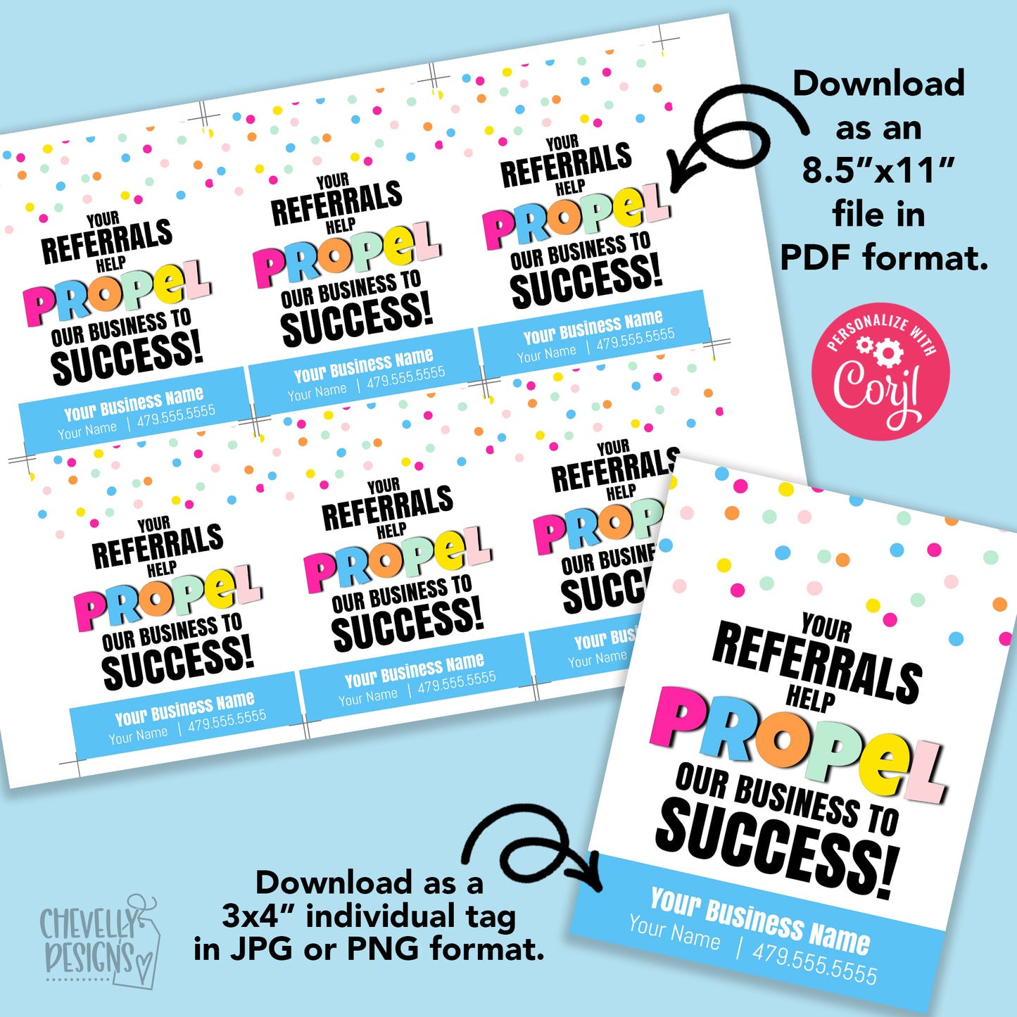 EDITABLE - Your Referrals Propel our Business - Printable Referral Marketing Tags
