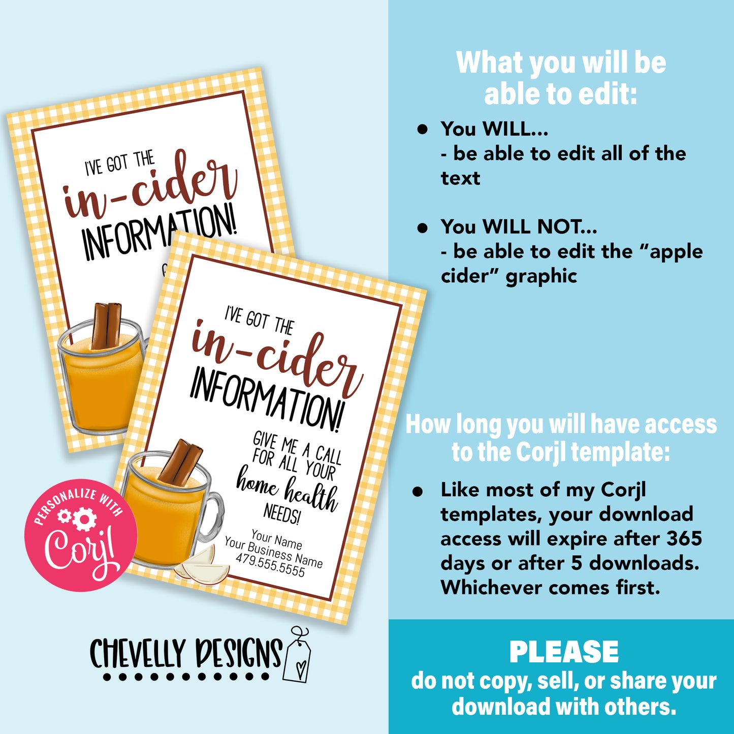 Editable - In-Cider Information - Business Marketing Referral Tags - Printable Digital File