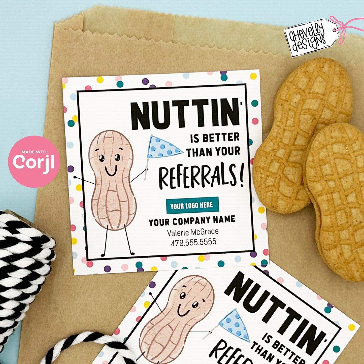 EDITABLE - Nuttin is better than your referrals - Business Marketing Gift Tag - Printable Digital File