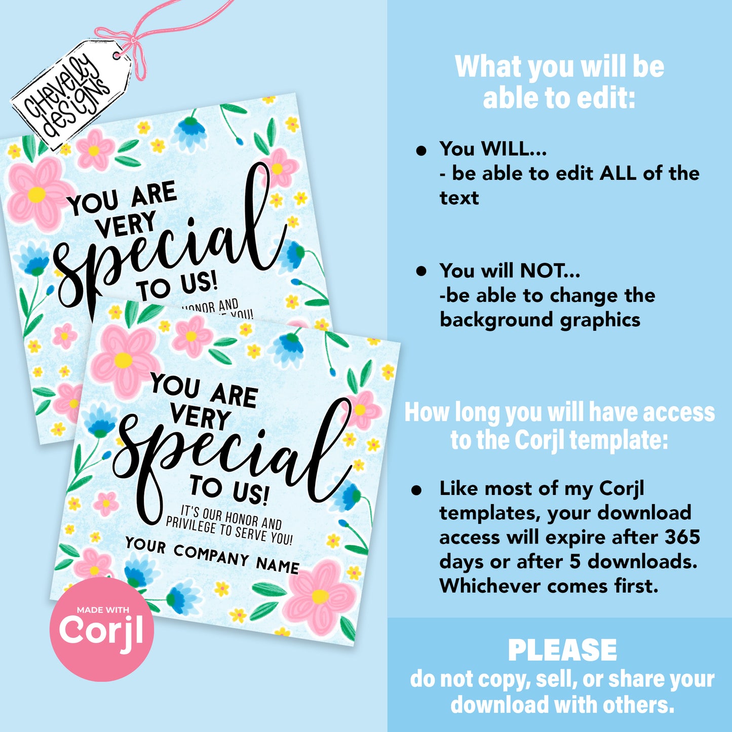 EDITABLE - You are special to us - Client Appreciation - Referral Marketing Gift Tag - Printable Digital File