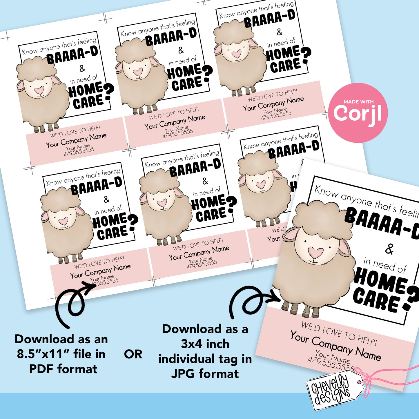 EDITABLE - Feeling Baaa-d and need Home Care - Easter Sheep Referral Gift Tag - Printable Digital File