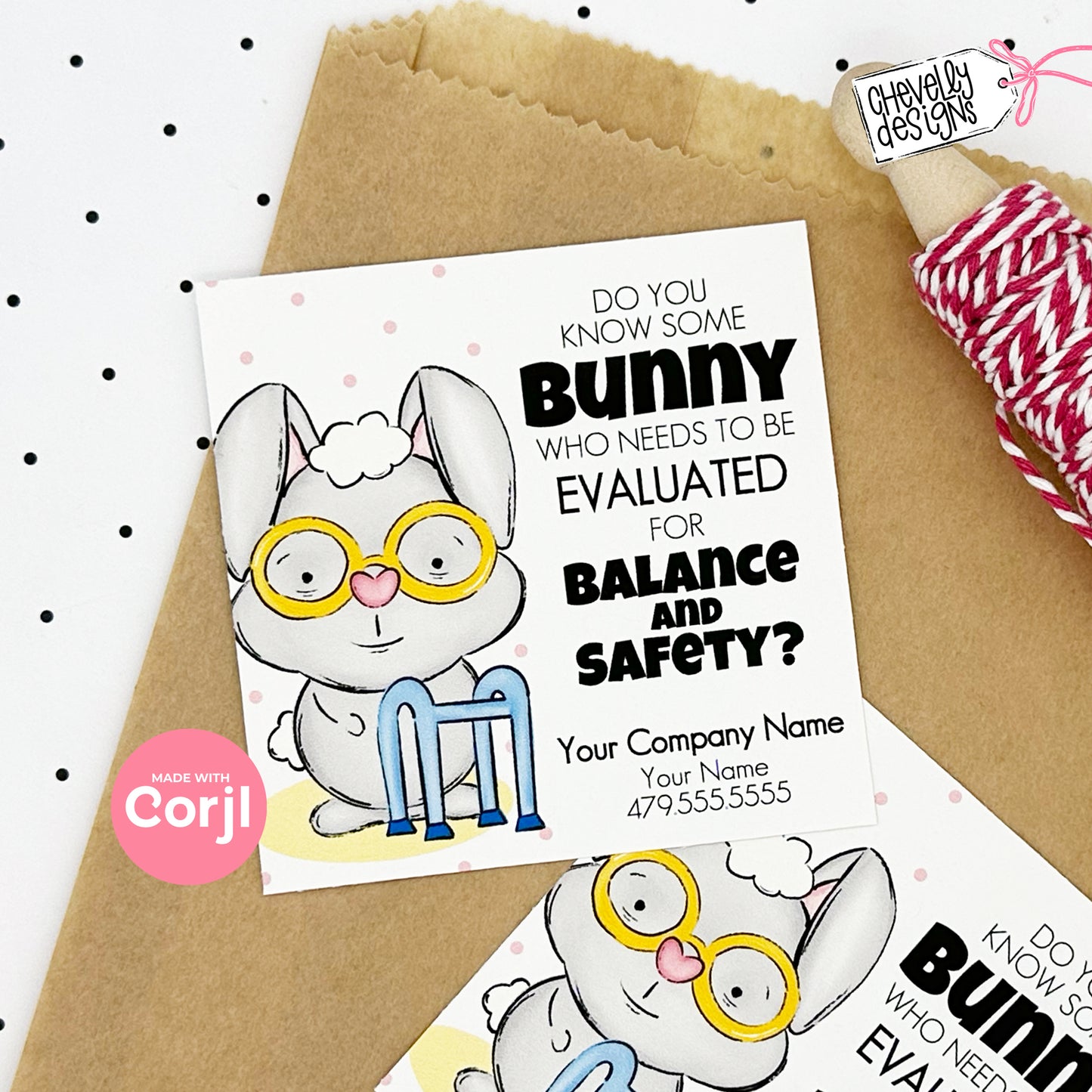 EDITABLE - Know some bunny who needs evaluated - Walker Evaluation Referral Gift Tag - Printable Digital File