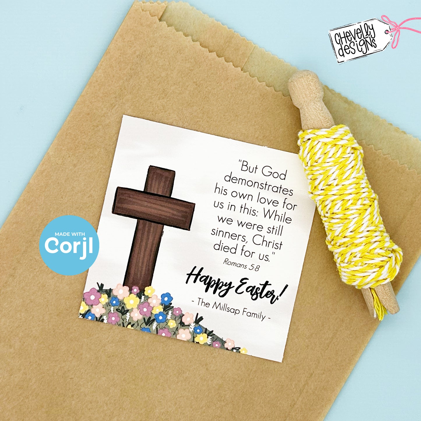 EDITABLE - While we were still sinners Christ died for us - Romans 5:8 - Easter Treat Gift Tag - Printable Digital File