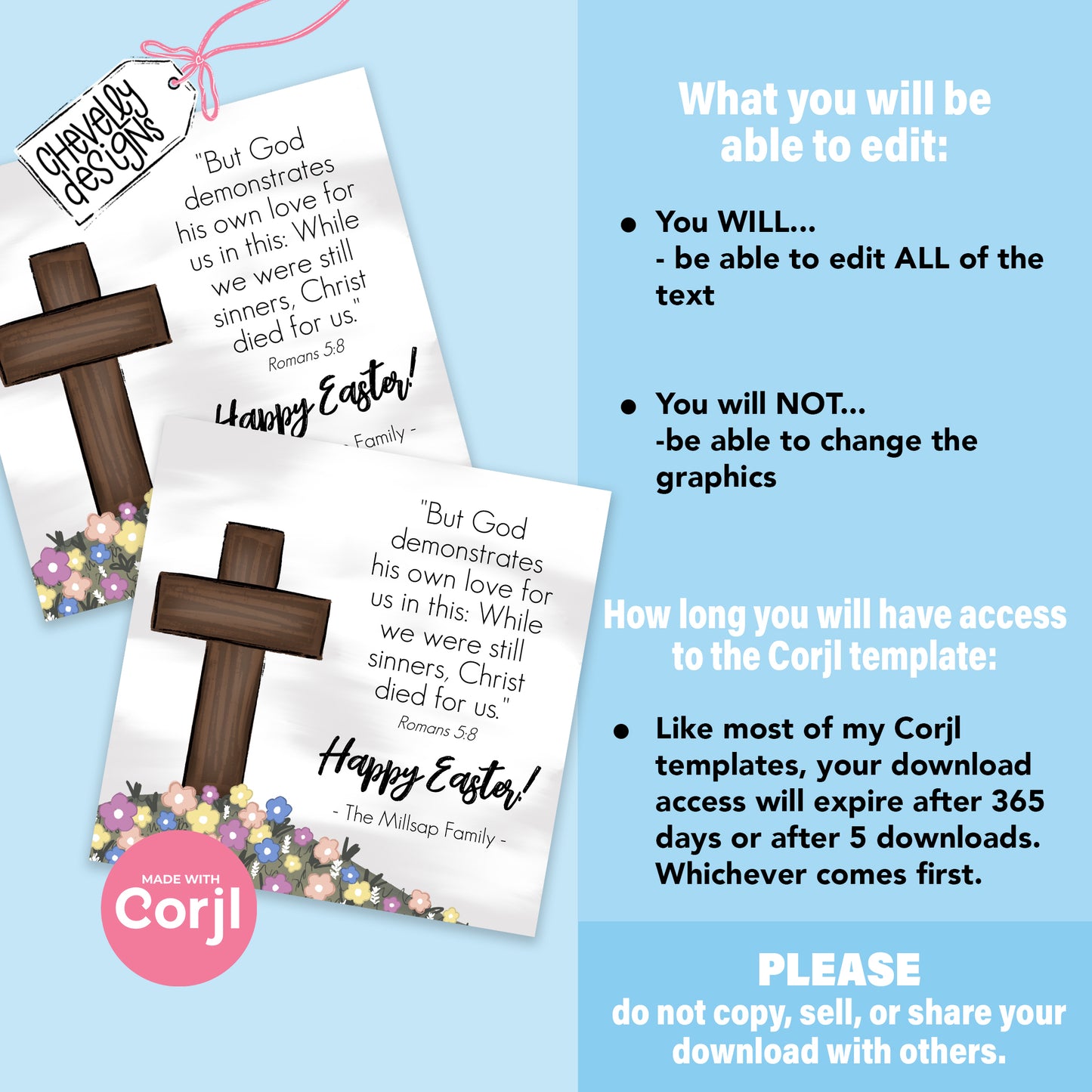 EDITABLE - While we were still sinners Christ died for us - Romans 5:8 - Easter Treat Gift Tag - Printable Digital File