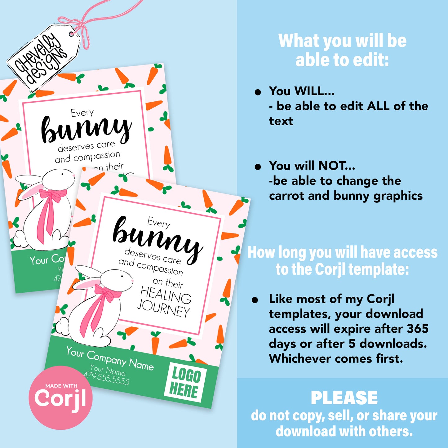 EDITABLE - Every Bunny deserves care and compassion - Easter Home Health Referral Marketing Gift Tag - Printable Digital File