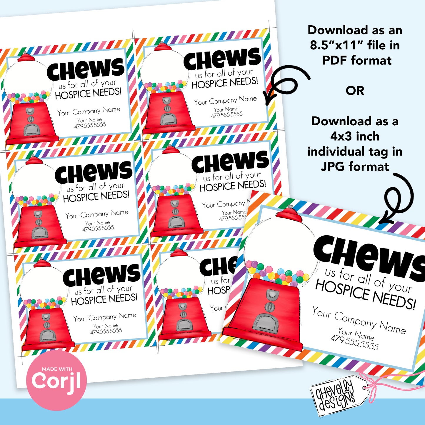 Chews us for your Hospice Needs - Referral Marketing Gift Tag - Printable Digital File