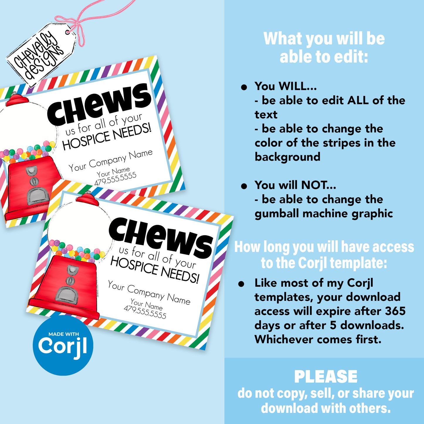 Chews us for your Hospice Needs - Referral Marketing Gift Tag - Printable Digital File