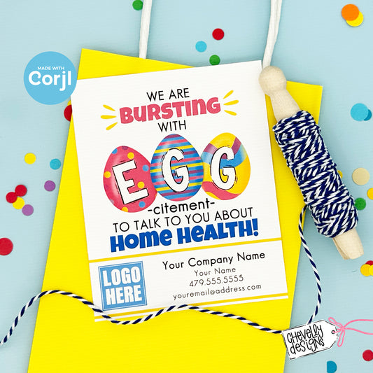 EDITABLE - We are Bursting with EGG-citement - Easter Referral Marketing Gift Tag - Printable Digital File