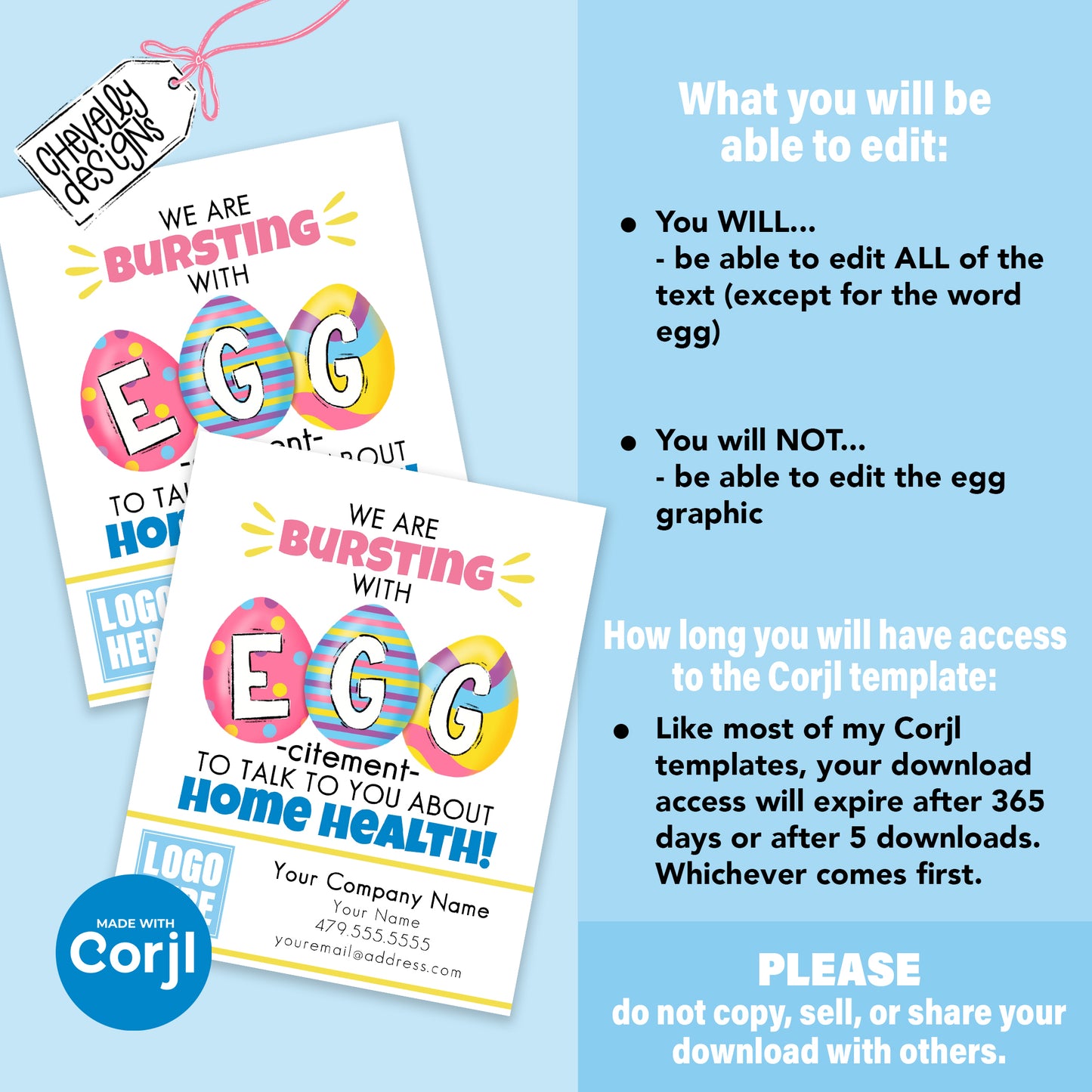 EDITABLE - We are Bursting with EGG-citement - Easter Referral Marketing Gift Tag - Printable Digital File