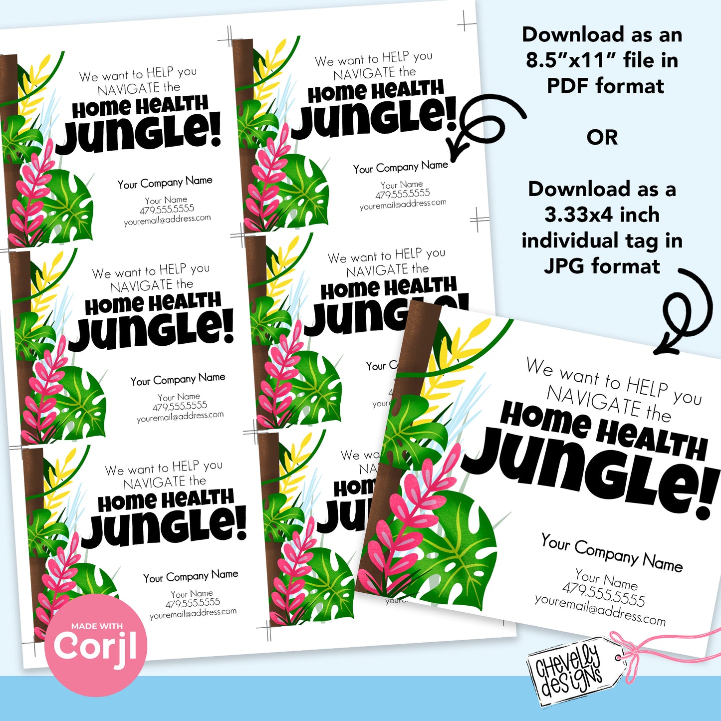 EDITABLE - Help You Navigate the Home Health Jungle - Referral Gift Tag - Printable Digital File