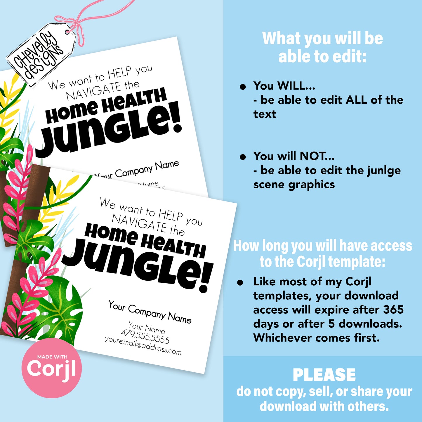 EDITABLE - Help You Navigate the Home Health Jungle - Referral Gift Tag - Printable Digital File