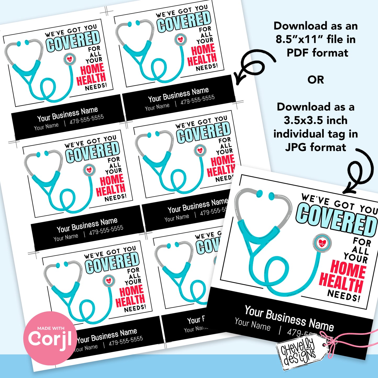 EDITABLE - We've Got You Covered for all Your Home Health Needs - Referral Gift Tags - Printable Digital File