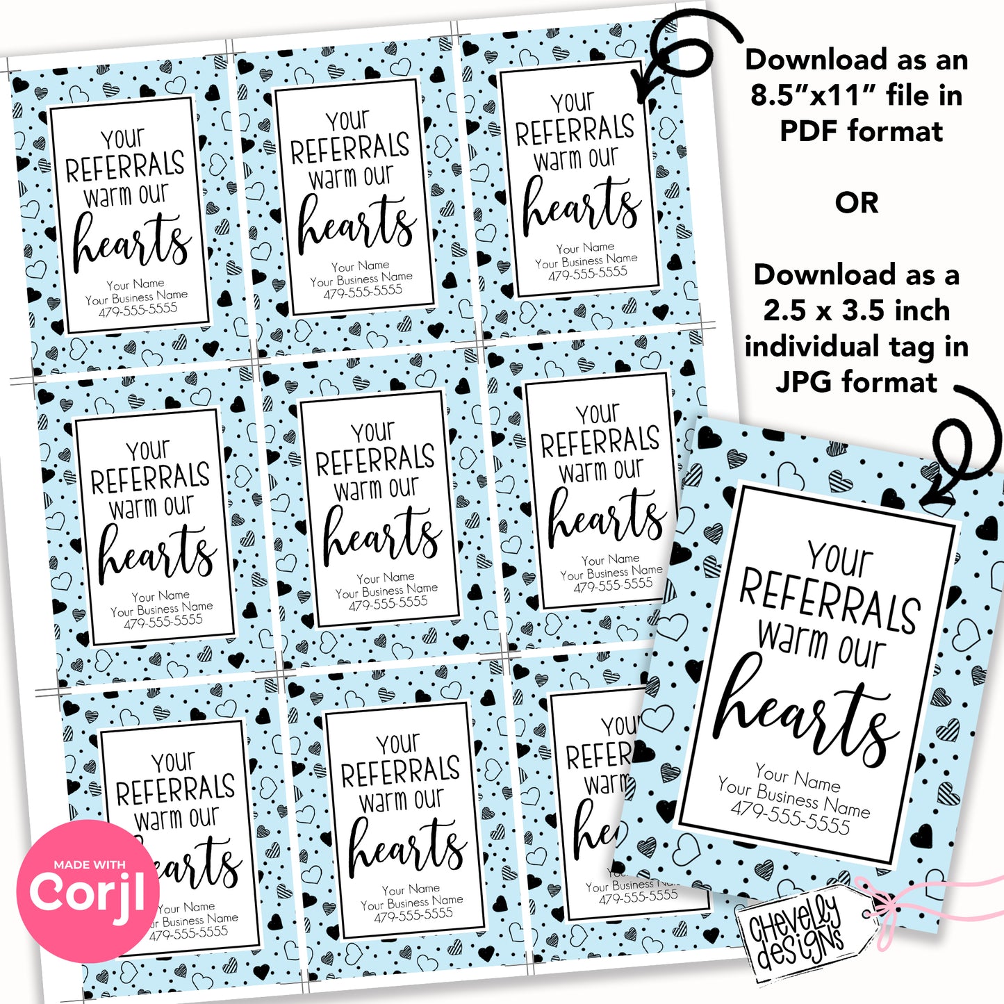 Editable - Your Referrals Warm our Hearts - Business Marketing Gift Tags - Printable