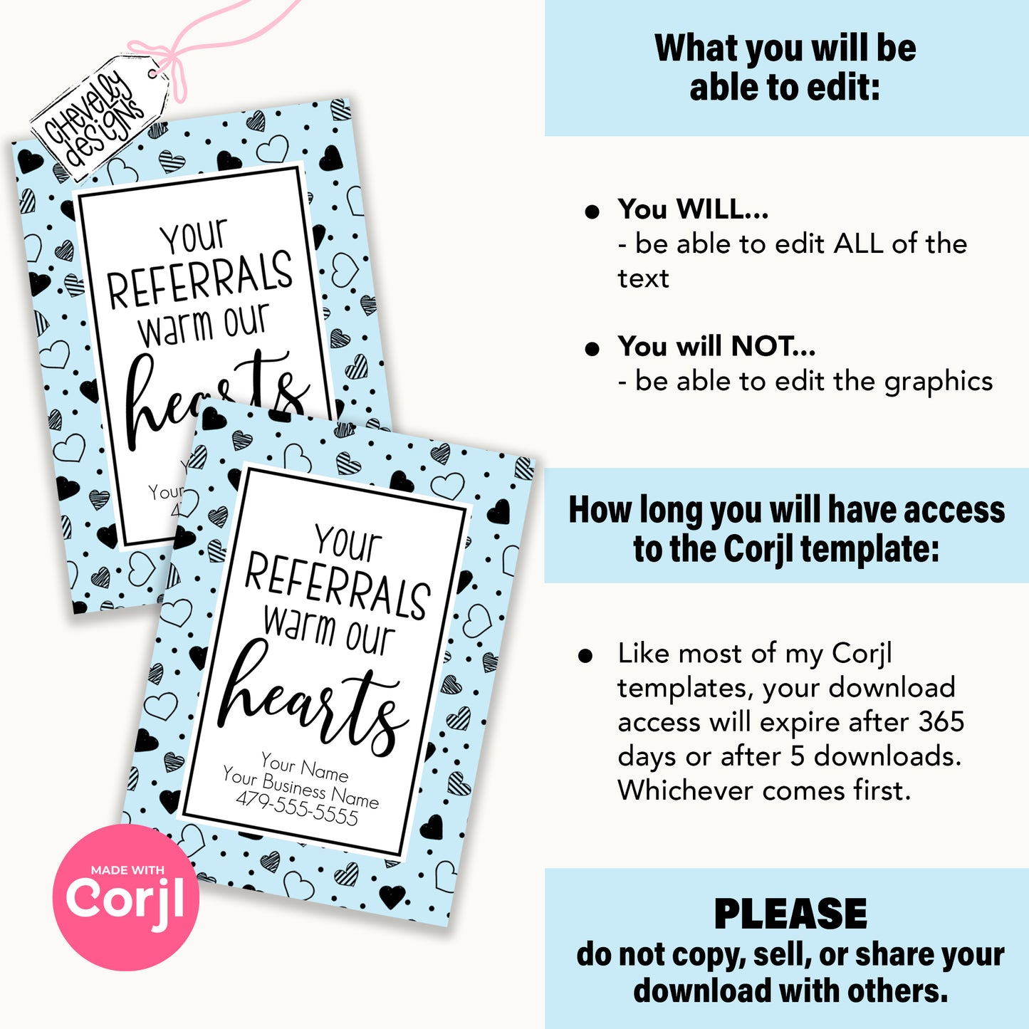 Editable - Your Referrals Warm our Hearts - Business Marketing Gift Tags - Printable