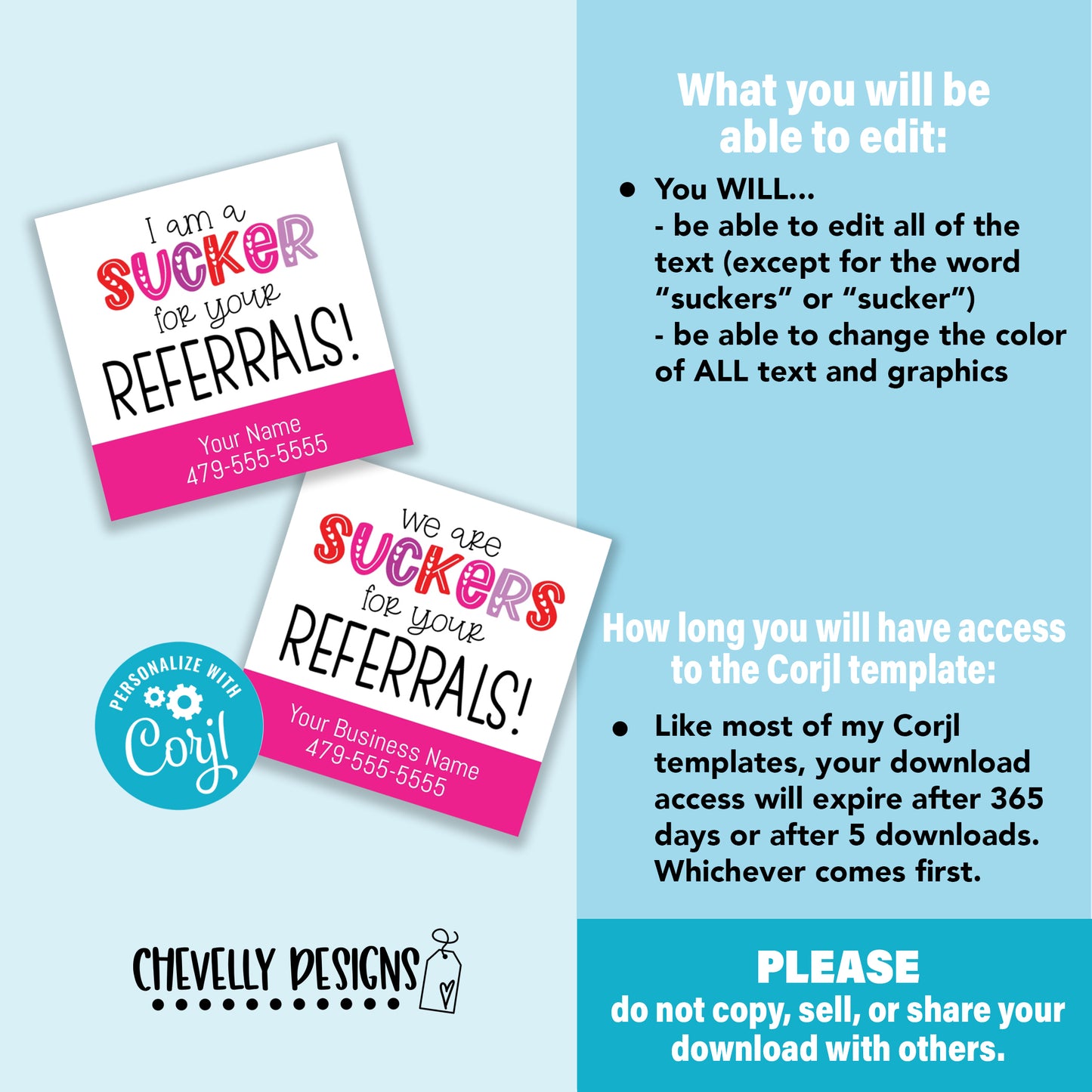 Editable - Suckers for Your Referrals - Gift Tags - Printable Digital File