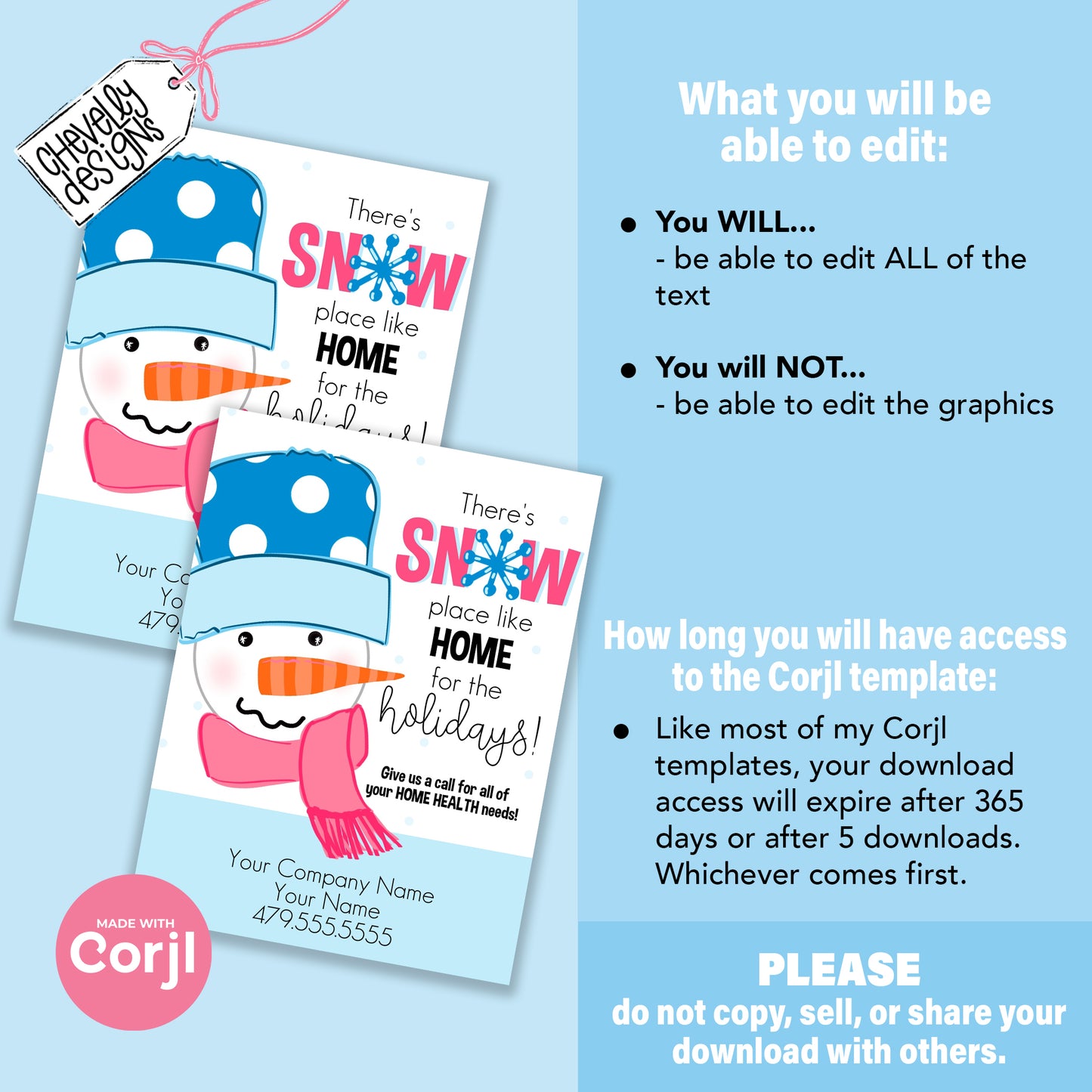 EDITABLE Christmas Referral Gift Tags - Snow Place Like Home for the Holidays - Printable, Digital Download
