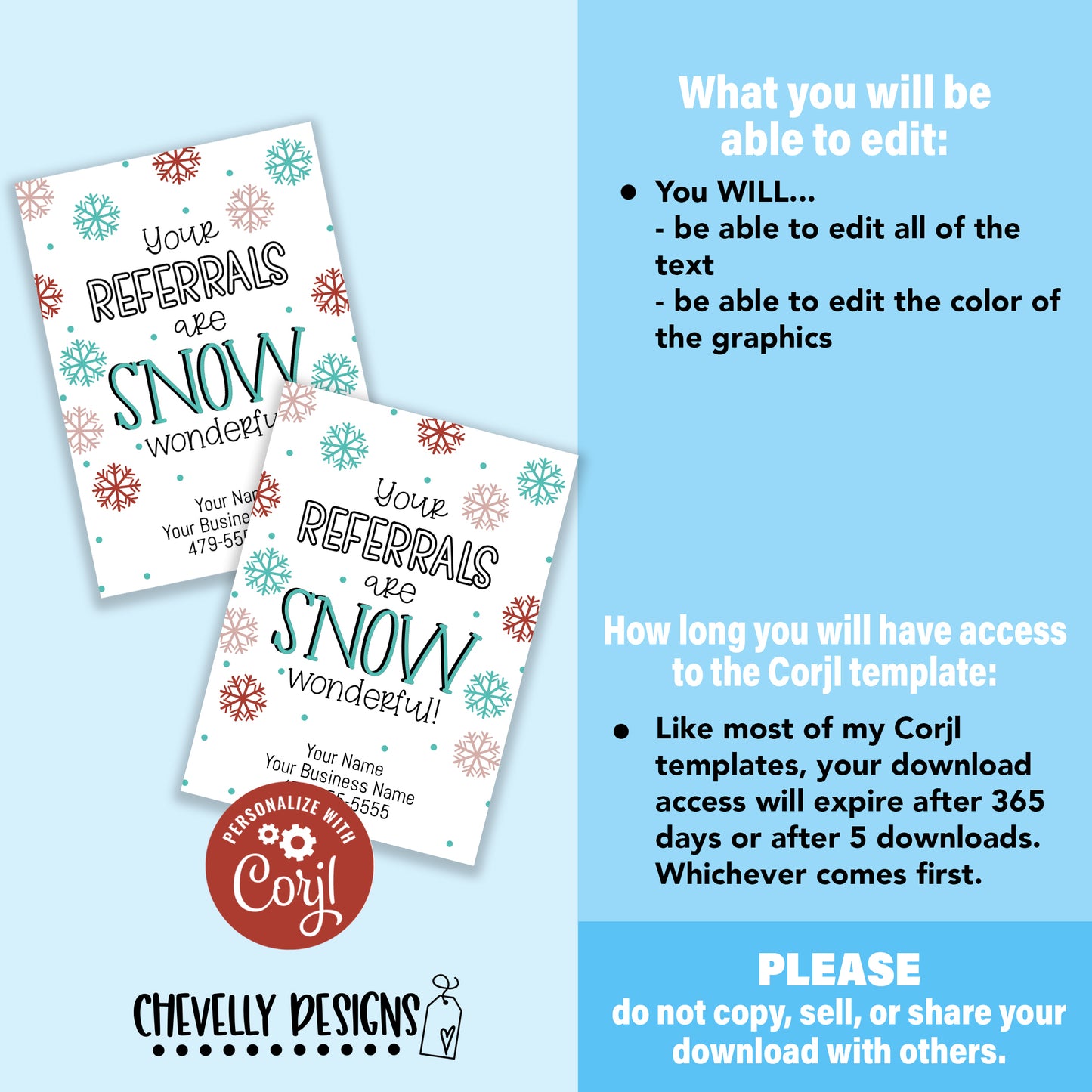 Editable Digital File - Your Referrals are SNOW Wonderful - Printable Gift Tags