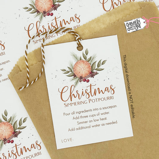 Christmas Simmering Potpourri Printable Gift Tag
