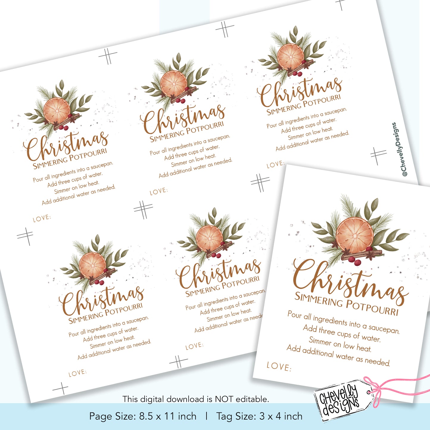 Christmas Simmering Potpourri Printable Gift Tag
