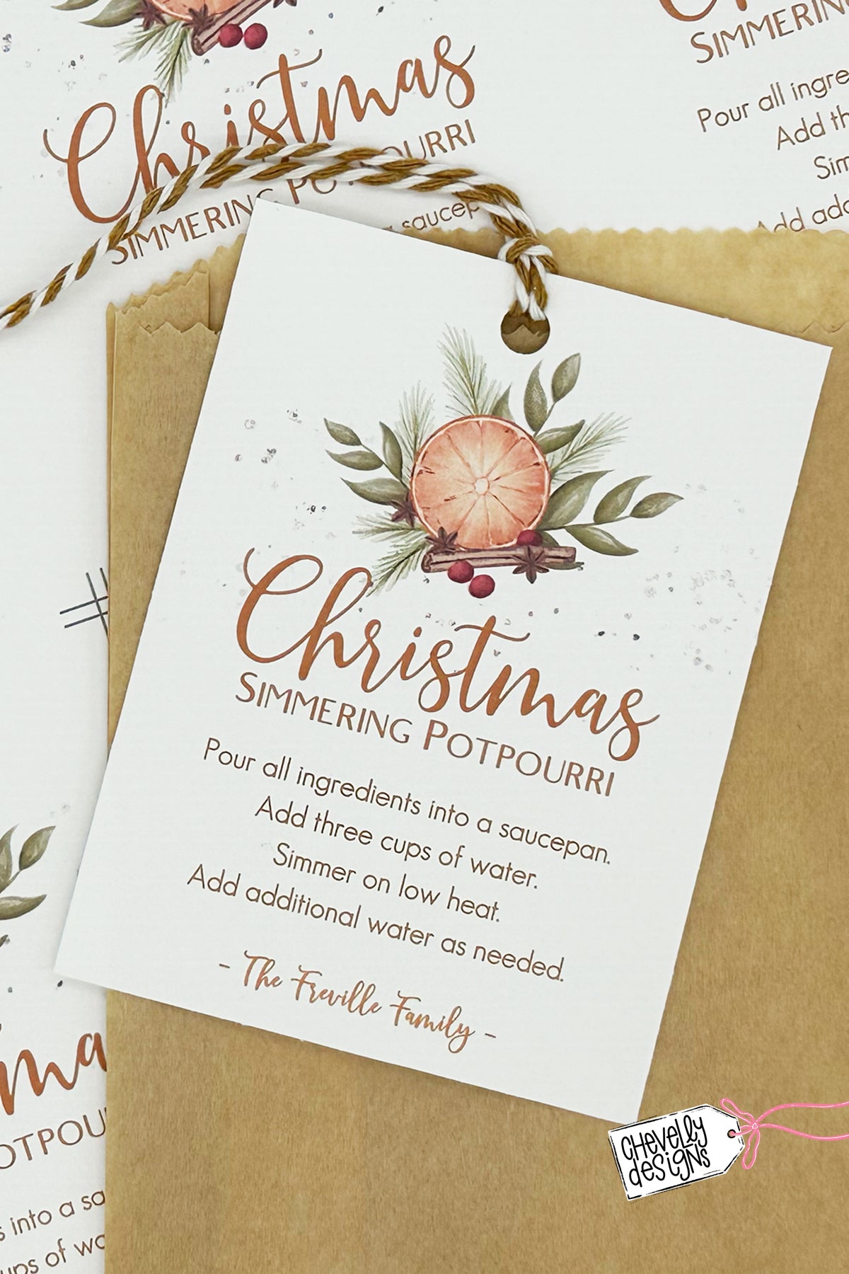 EDITABLE - Christmas Simmering Potpourri Printable Gift Tag