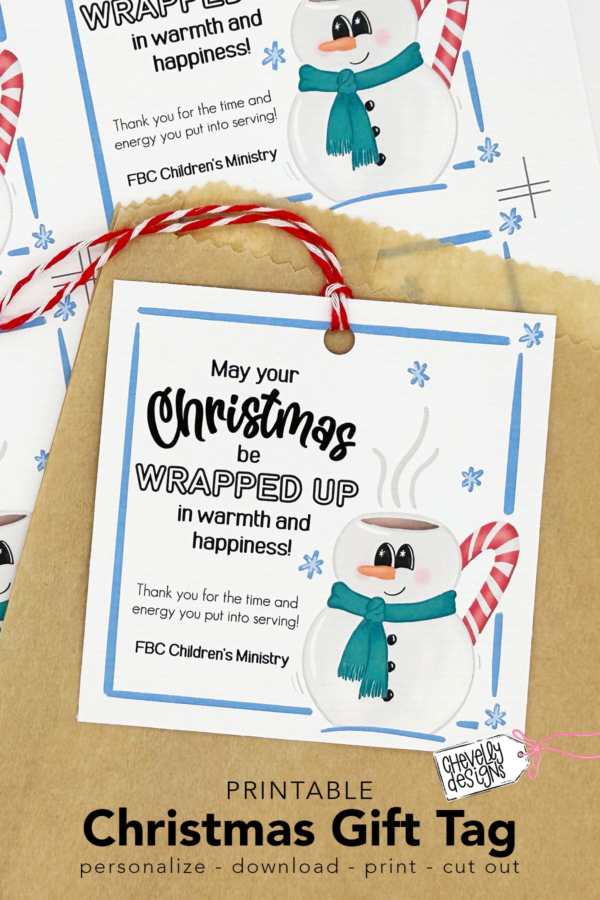EDITABLE - Thank You for Serving - Christmas Ministry Appreciation Gift Tags - Printable Digital File