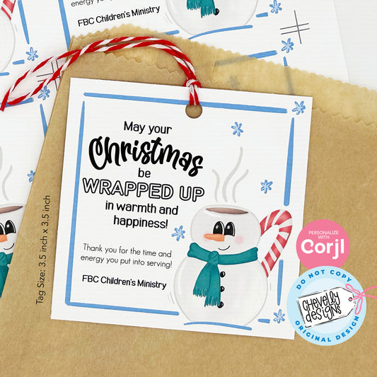 EDITABLE - Thank You for Serving - Christmas Ministry Appreciation Gift Tags - Printable Digital File