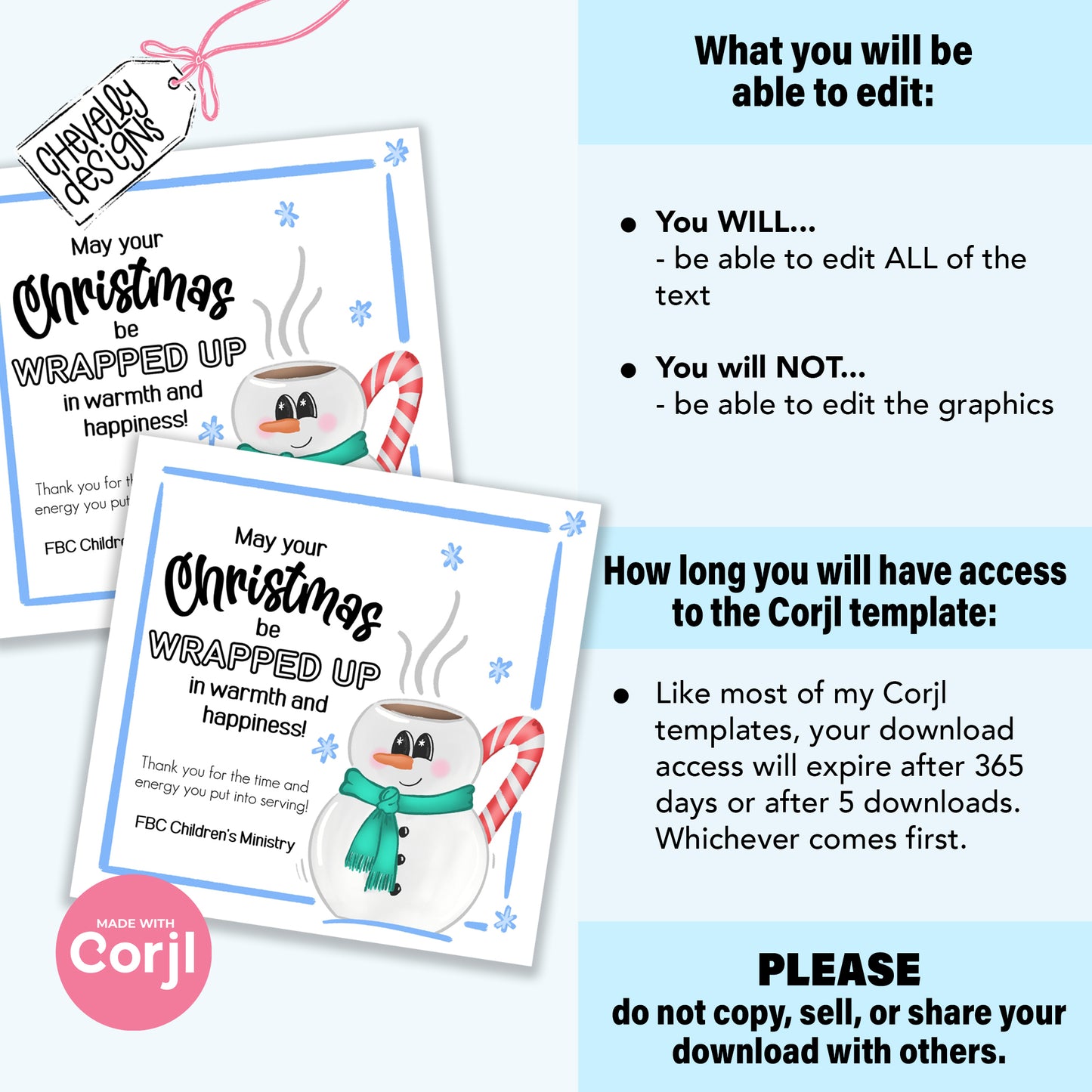 EDITABLE - Thank You for Serving - Christmas Ministry Appreciation Gift Tags - Printable Digital File