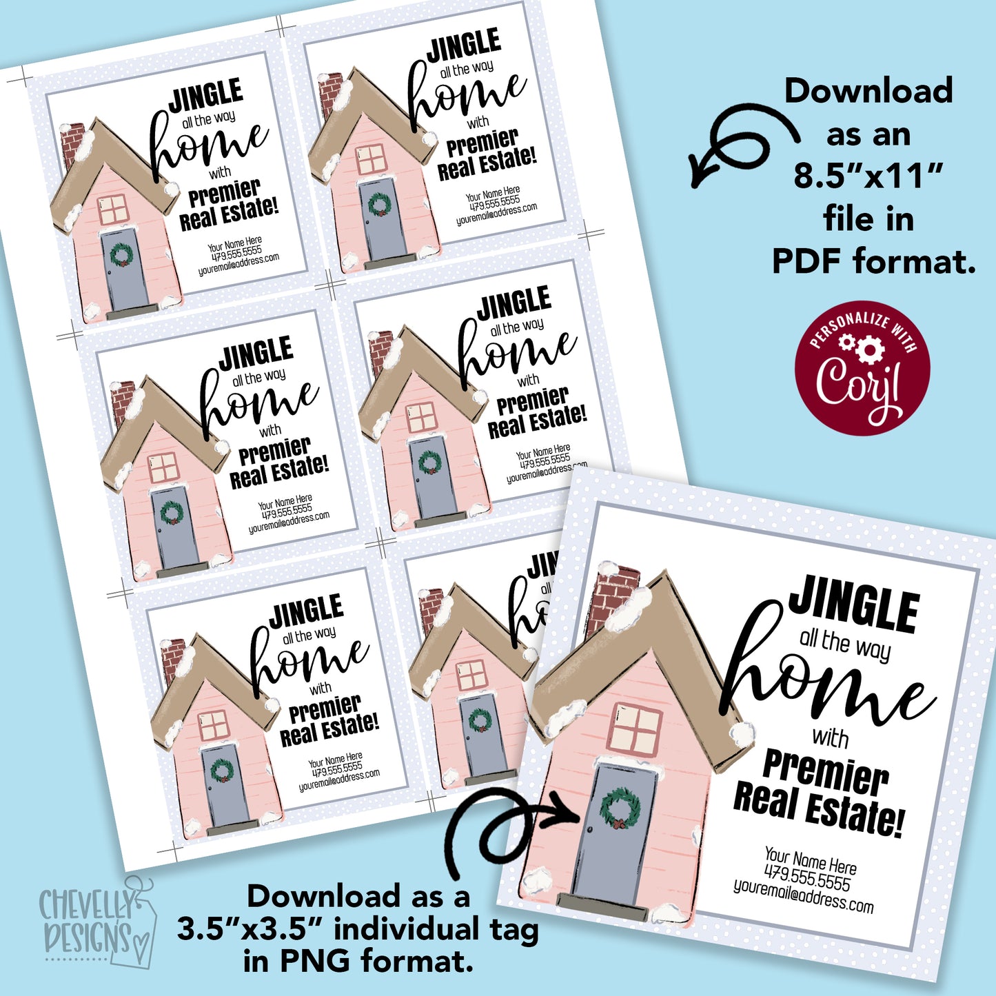 EDITABLE - Jingle All The Way Home - Real Estate Christmas Referral Gift Tags - Printable Digital File