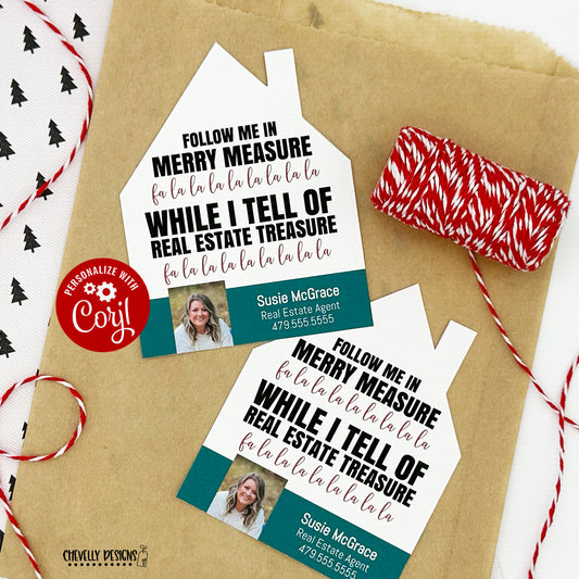 EDITABLE - Fa la la Real Estate Treasure Christmas Referral Gift Tags - Printable Digital File