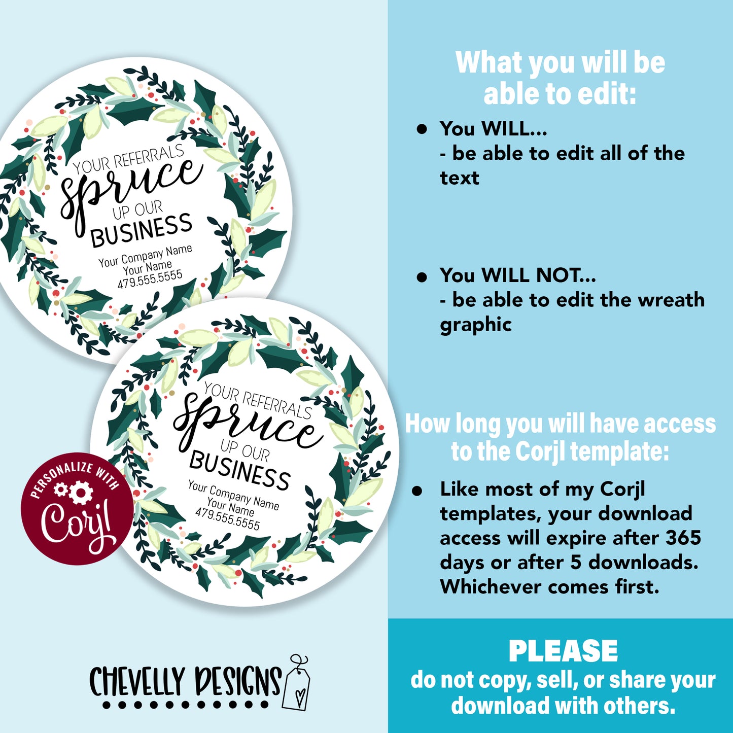 EDITABLE - Your Referrals Spruce up our Business - Christmas Marketing Tags - Printable Digital File