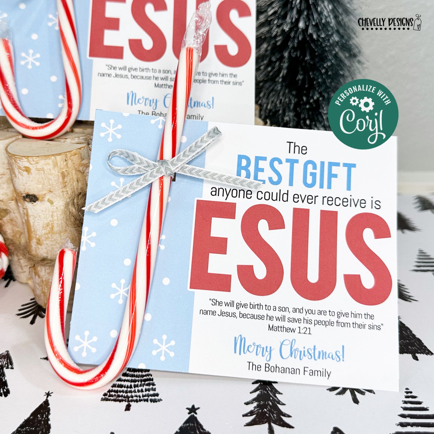 EDITABLE - Best Gift is Jesus - Candy Cane Gift for Classmates and Children's Church Students - Digital File