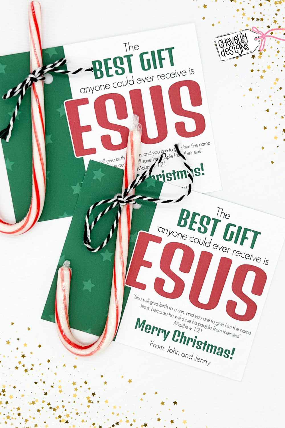EDITABLE - Best Gift is Jesus - Red and Green Candy Cane Printable - Gift for Classmates and Children's Church Students - Digital File
