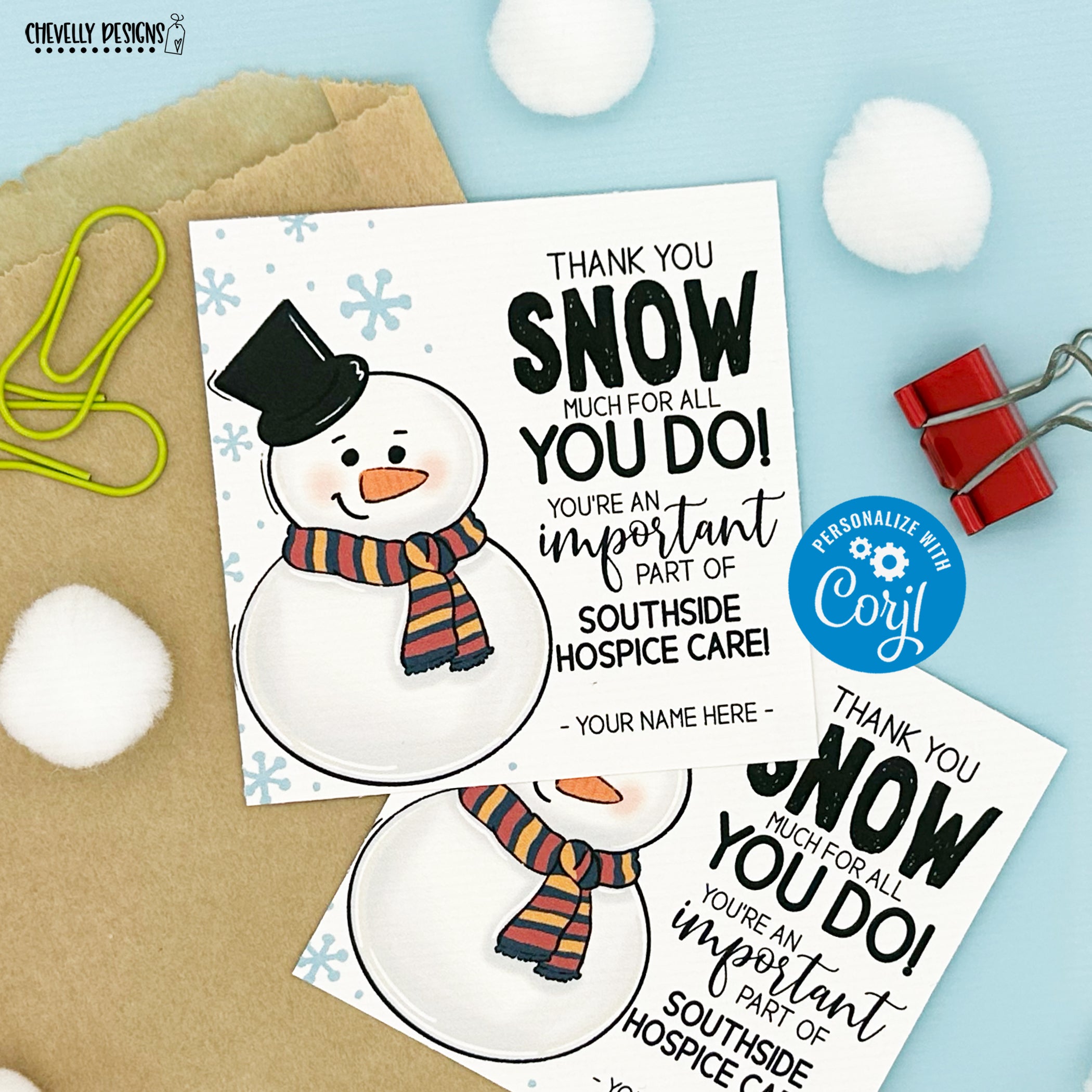 Thank You SNOW Very Much for Your Order Snowman Package Sticker Set