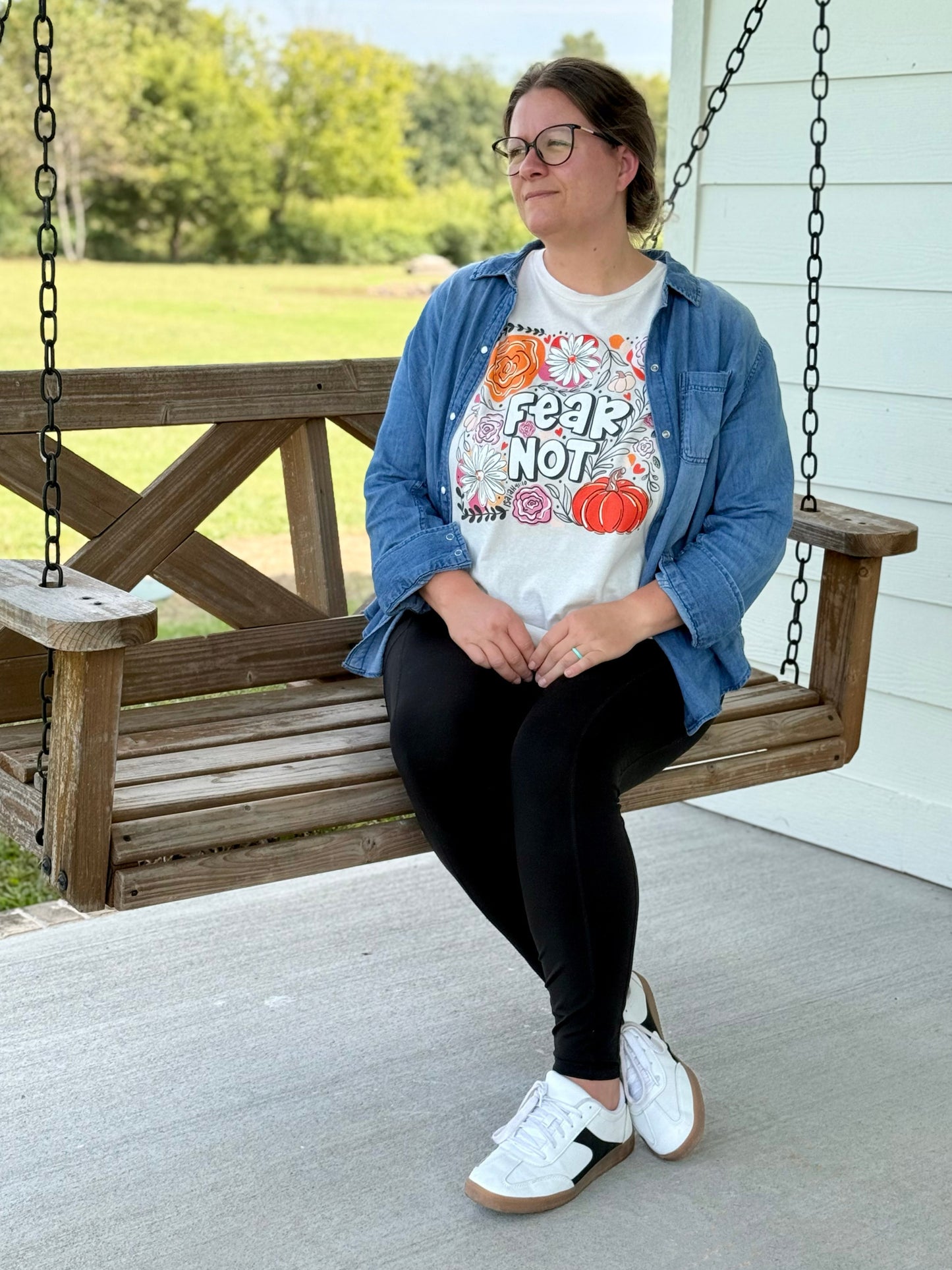 Fear Not | Fall + Halloween Graphic Tee | Isaiah 41:10 | Christian Pumpkin Shirt | Hand-Drawn Floral Faith Tee