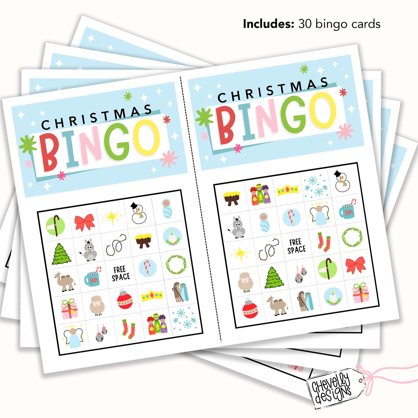 Printable Kids Bingo Game – Nativity & Traditional Christmas Themes (No Santa)