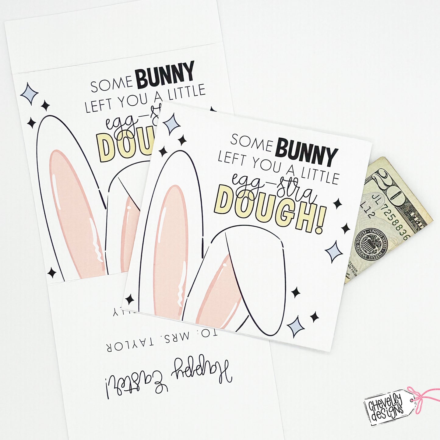 EDITABLE - Easter Bunny Cash Gift Holder - SomeBunny Left You a Little Egg-stra Dough - Printable Digital File