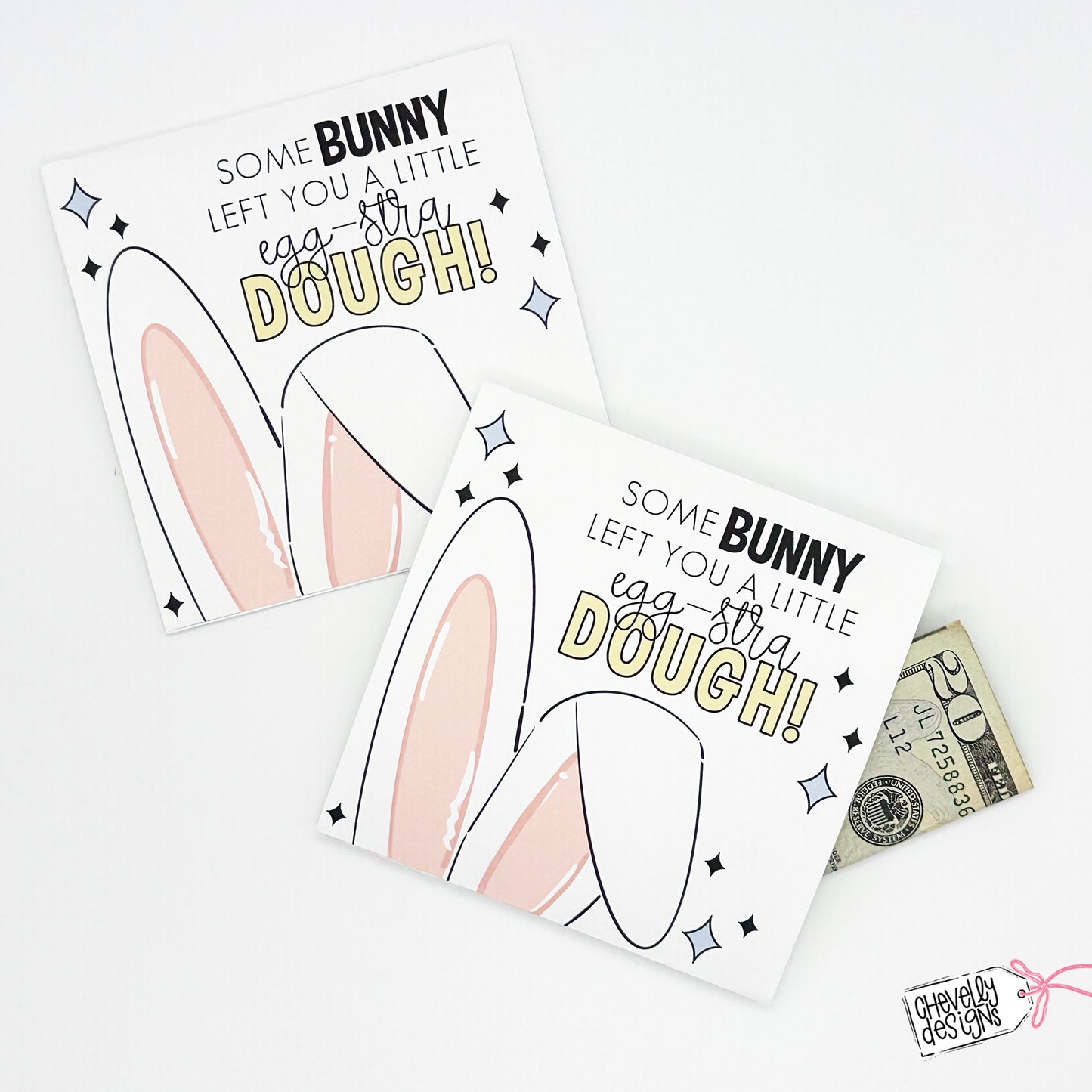 EDITABLE - Easter Bunny Cash Gift Holder - SomeBunny Left You a Little Egg-stra Dough - Printable Digital File