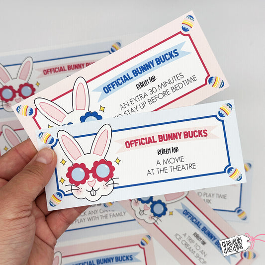 EDITABLE - Printable Bunny Bucks, Easter Basket Egg Filler, Fun Easter Coupons for Kids & Teens - Digital File