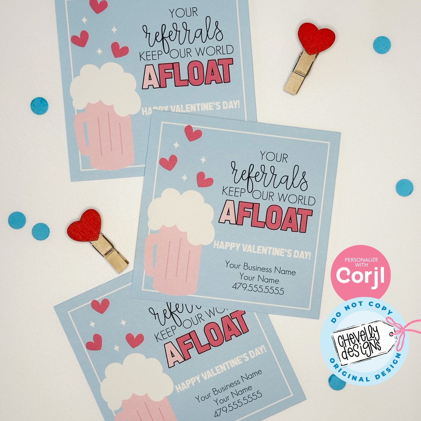 Editable, Your Referrals Keep Our World aFLOAT, Printable Valentine Marketing Gift Tags