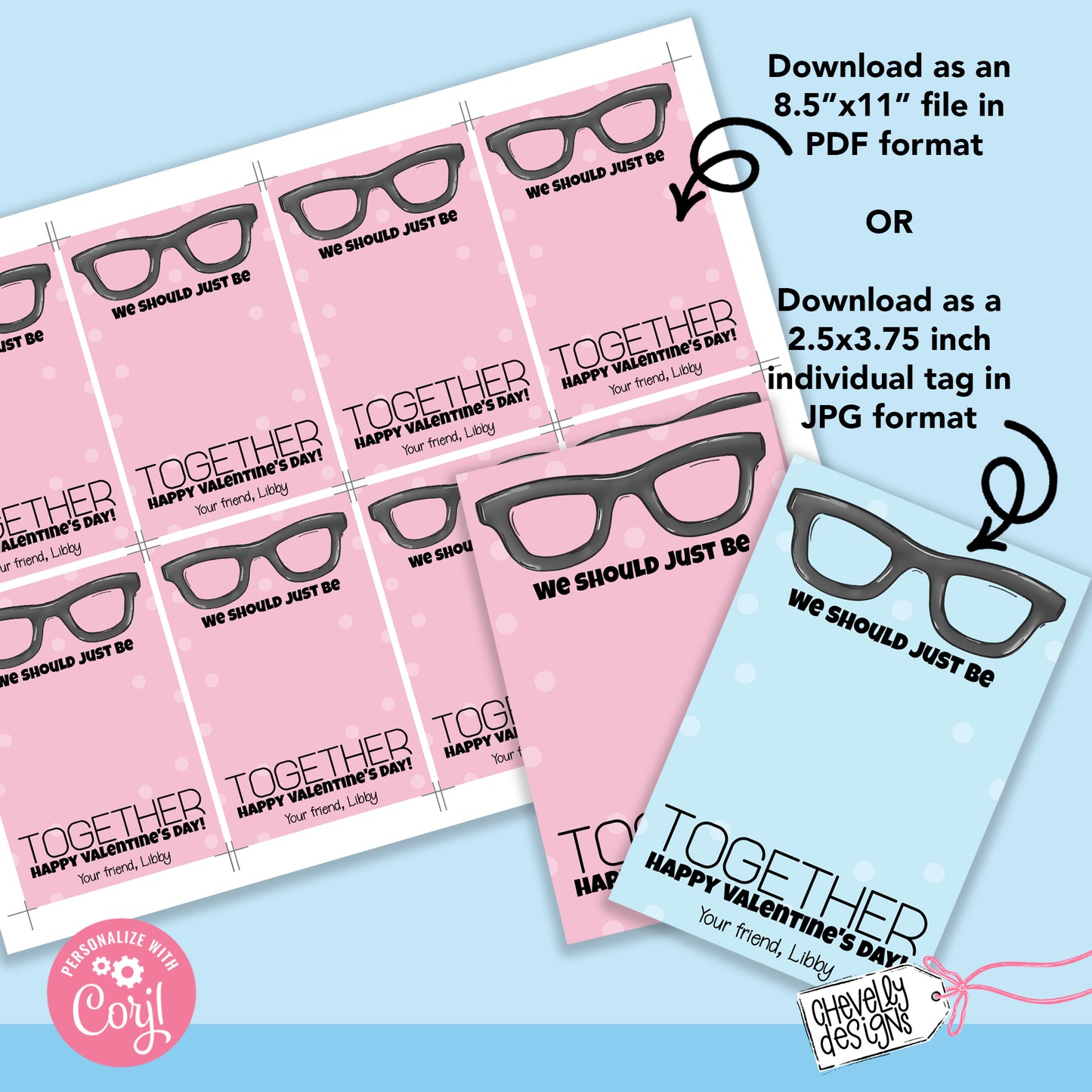 EDITABLE - We Should Just Be Nerds Together - Class Valentine Cards - Printable Digital File
