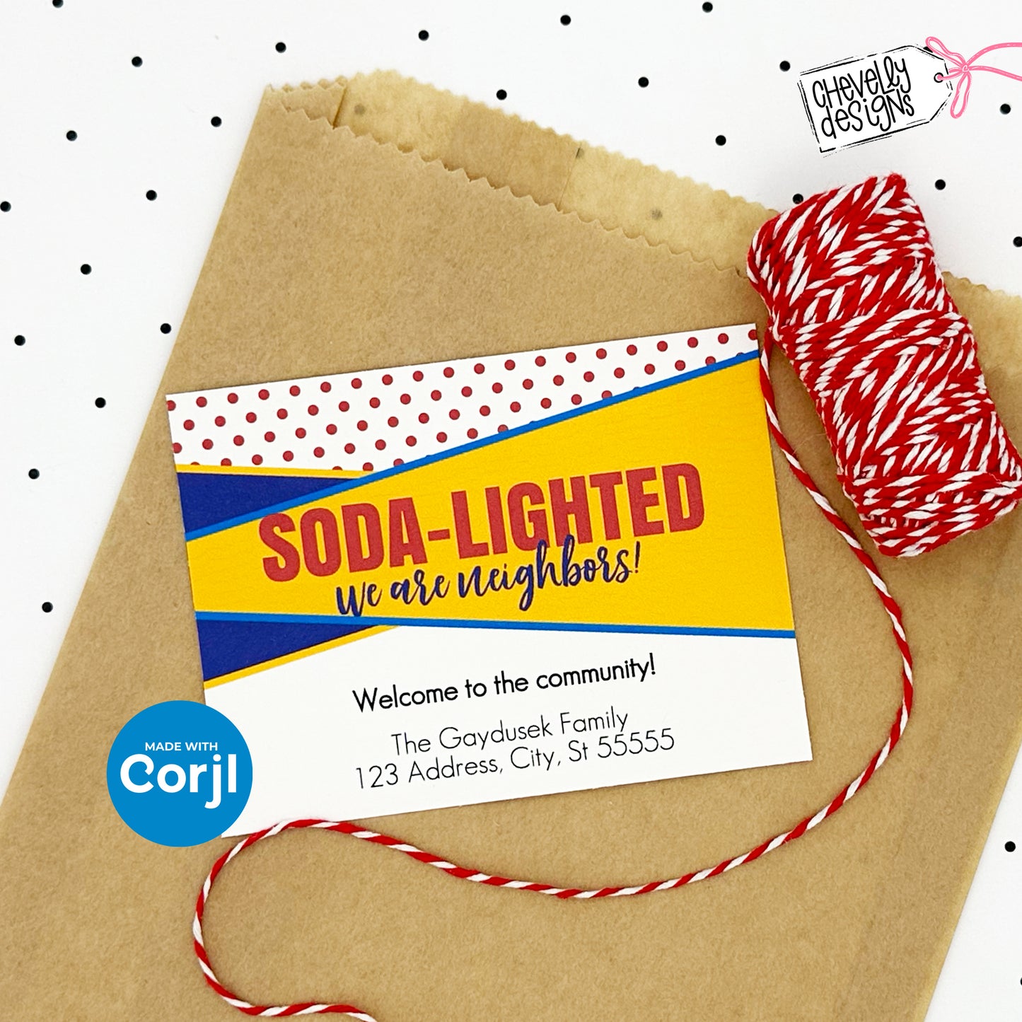 EDITABLE - Soda-Lighted we are neighbors - welcome to the community gift tags - Printable Digital File