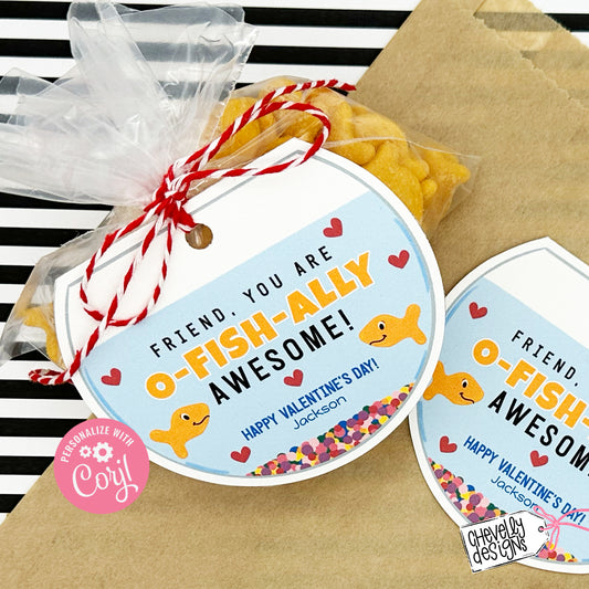 Editable - Printable Fishbowl Valentines - Classmate gifts - Digital File