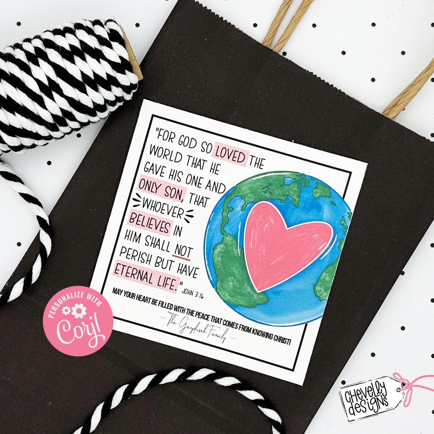 Editable - For God so Loved the World - John 3:16 - Religious Faith Based Gift Tags - Printable Digital File