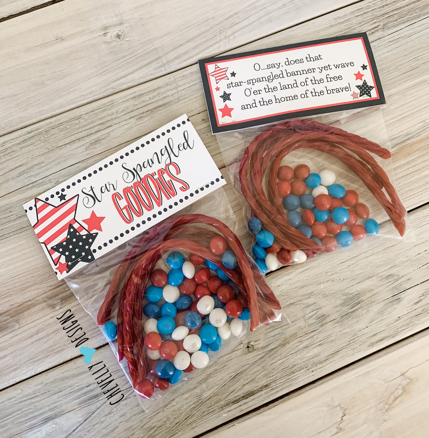 Printable "Star-Spangled Goodies" Treat Bag Topper | Printable - Instant Digital File