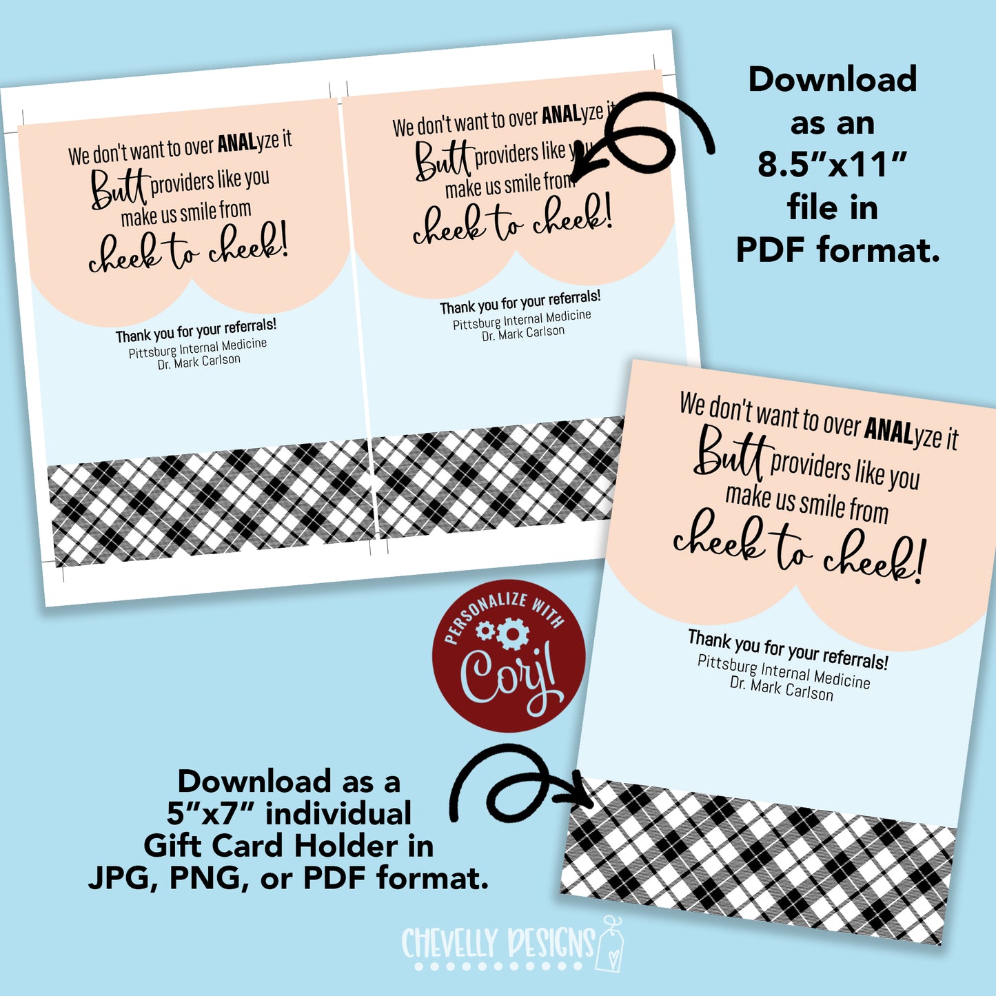 Editable - Internal Medicine - Colonoscopy Provider - 5x7 Gift Card Holder - Printable Digital File